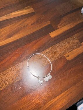 Alex and Ani Silver Heart Charm Bangle Bracelet